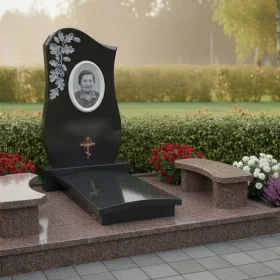 Элитный вертикальный памятник с крестом - ПН387