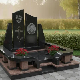 Гранитный православный памятник с крестом - ПН397