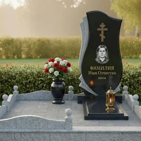 Гранитный памятник с крестом для мемориального комплекса - ПН471