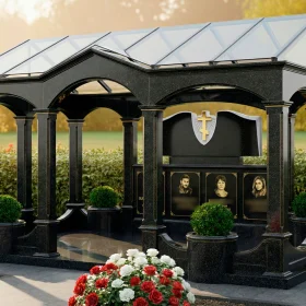 Памятник Гранит|Стекло семейный склеп - ПН657