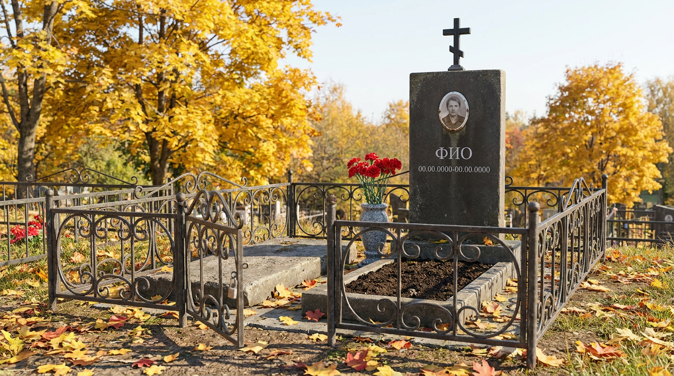 Пример дизайна: Памятник из полимера в форме монолитной глыбы с крестом
