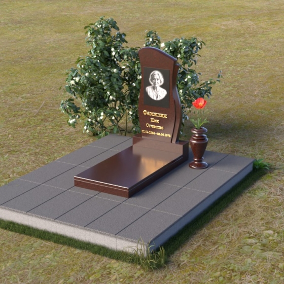 Памятник с волнообразной верхушкой из гранита, гранит Лезниковский