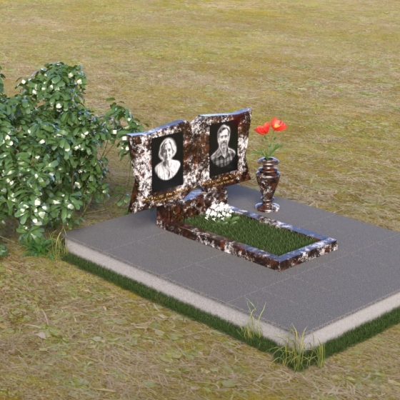 Гранитный памятник с неровными краями, гранит амфиболит, вид 2