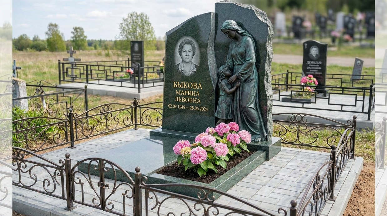 Пример дизайна: Комбинированный памятник — фото и цена
