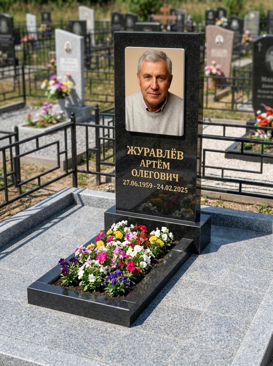 Портрет на памятнике в Кемерово — Выцветшее фото восстановили — керамогранит 180×240 мм