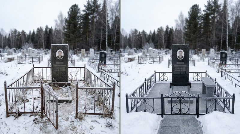 Благоустройство могилы в Кемерово — пример 1
