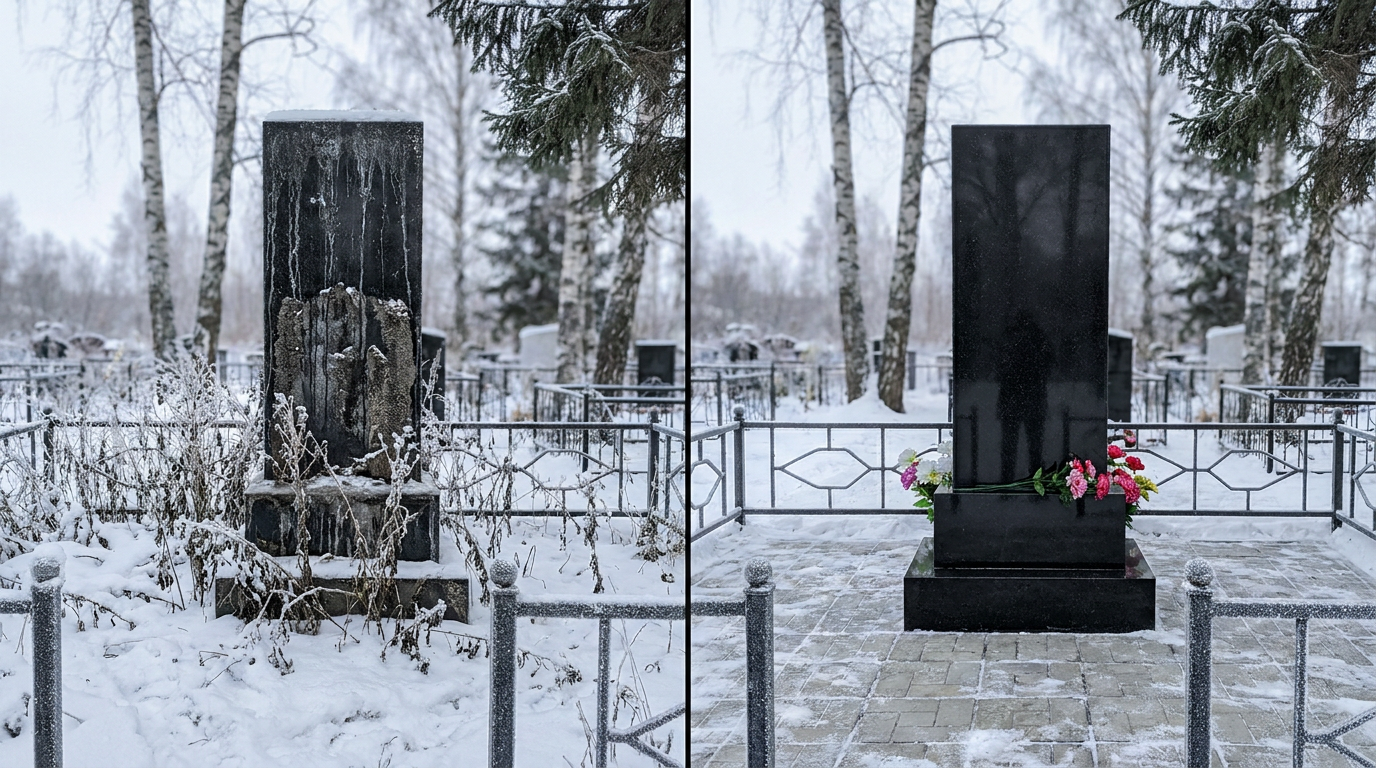 Уборка могилы в Кемерово — пример 2